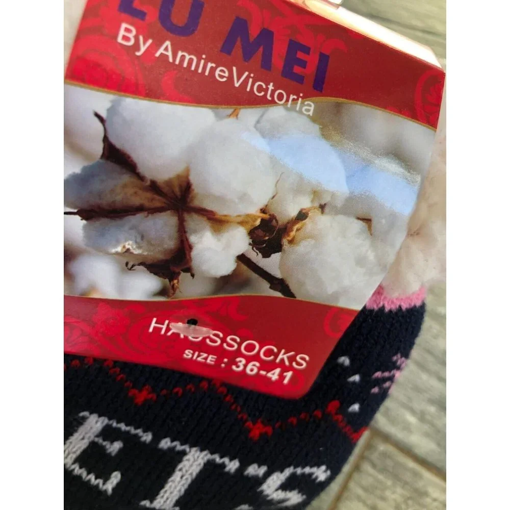 NWT Slipper Socks Let's Get Lit Christmas Trees Holiday Lu Mei‎ Stocking Stuffer